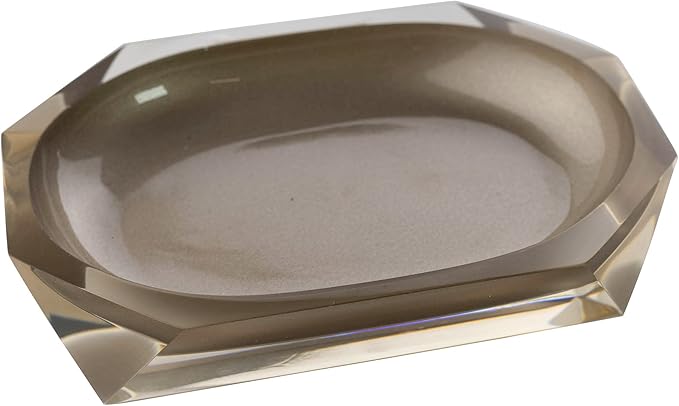 Faceted Soap Dish, Durable Resin, Smooth, Easy to Clean, for Stylish Bathroom Décor, Bronze, 4x5, Sold Individually