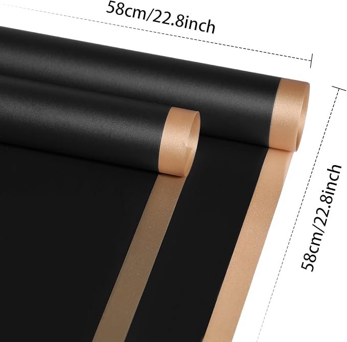 DEWJDFSC 20 Sheets Flower Wrapping Paper,Waterproof Floral Korean Bouquet Wrapping Paper, Florist Supplies, Suitable for Flowers Gift Packaging (Black-3)