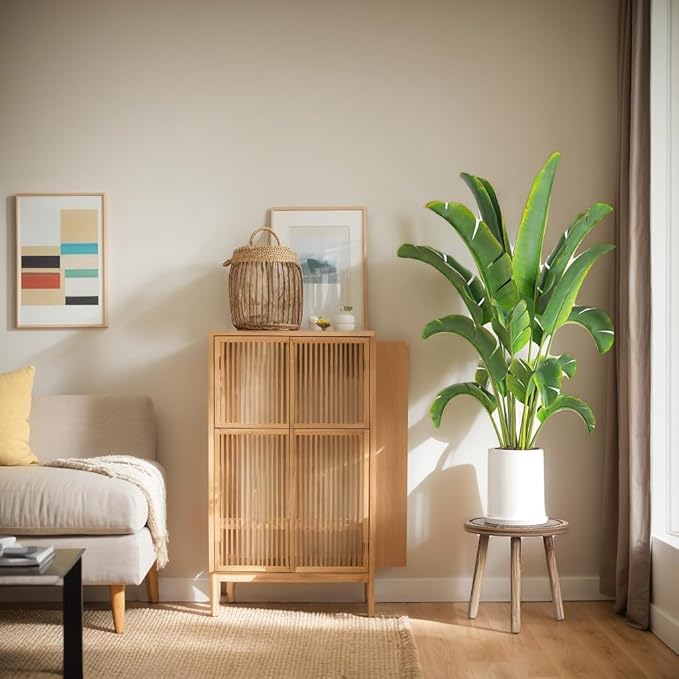 3-Pack Wood Plant Stands Indoor, Single Plant Stand for 6-12 Inch Pots, Mid-Century Modern Plant Stool, Tall Plant Stand for Large Plants Perfect Fit for Living Room, Balcony, Office