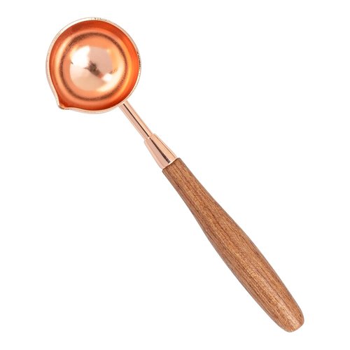 Framendino Brass Wax Seal Melting Spoon - Vintage Wooden Handle for Elegant Wedding Invitations