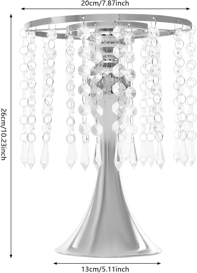 Flower Stand Vase, 10 Pcs Glam Crystal Wedding Reception Decorations with Sparkling Beads Table Center Display Flower Arrangement Flower Stand Metal Vase for Event Party Decor (Silver, H:10.23in)