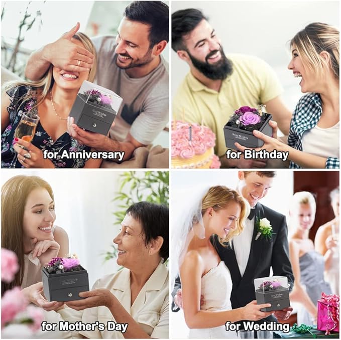 SHOKUTO Preserved Rose,Birthday Gifts for Women Mom Girlfriend,Gifts for Mom Grandma Wife Daughter Sister,Jewelry Boxes with Necklace