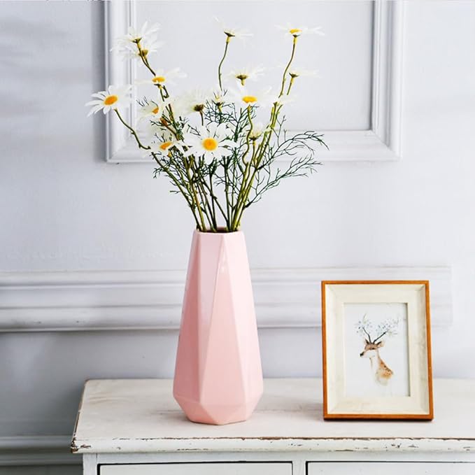 Ceramic Vase, 7.4 Inch for Pampas Calla Lily Tulip, Flower Vase Minimalism Style for Modern Table Shelf Home Decor, Fit for Housewarming, Weddings, Birthday, Christmas, Thanksgiving, New Year (Blue)