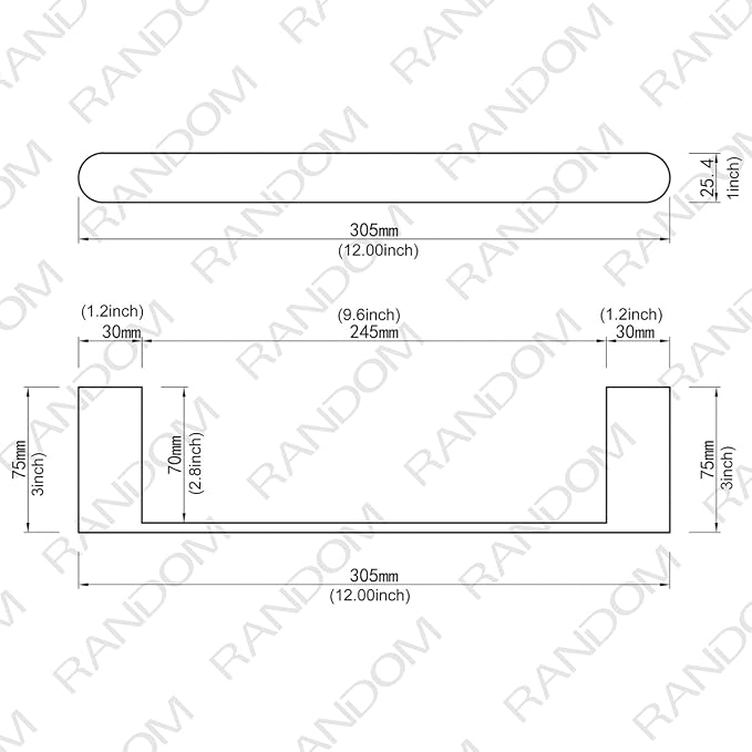 RANDOM 12 inch Towel Bar Polished Chrome Hand Towel Holder Bathroom Hardware Accessories Towel Rack for Bathroom Kitchen SUS304 Stainless Steel Towel Rod Modern Hotel Style Wall-Mounted.96026-2-12C