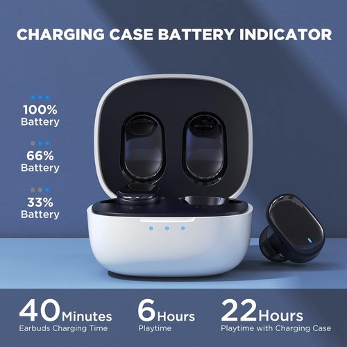 HTC True Wireless Earbuds - Bluetooth 5.3 Noise Cancelling In-Ear Headphones with 10mm Driver | Ultra Low Latency, 22H Playtime, Built-in Mic - Black