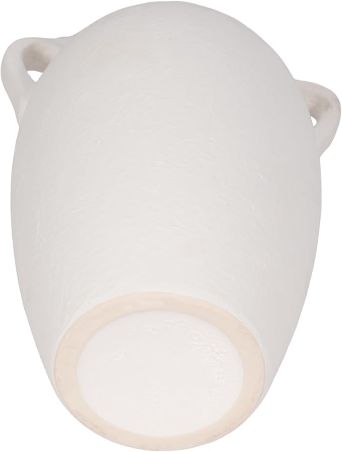 Decorative Vase for Home Decor – Textured Ceramic Jug with Handles, White Table Vase for Flowers, Modern Centerpiece for Living Room Styling or Shelf Displays, Casual Home Accent – 13", White