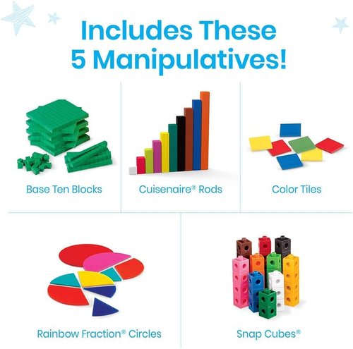 Hand2Mind Take Home Math Manipulatives Kit - 293 Pieces with Snap Cubes, Base Ten Blocks & More
