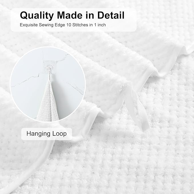 2 Pcs White Hand Towel Set 16"x31" Soft Highly Absorbent Quick Dry Bathroom Towels Polyester Plush Towels Set Woven Towels for Bathroom Kitchen Hotel Spa Gym