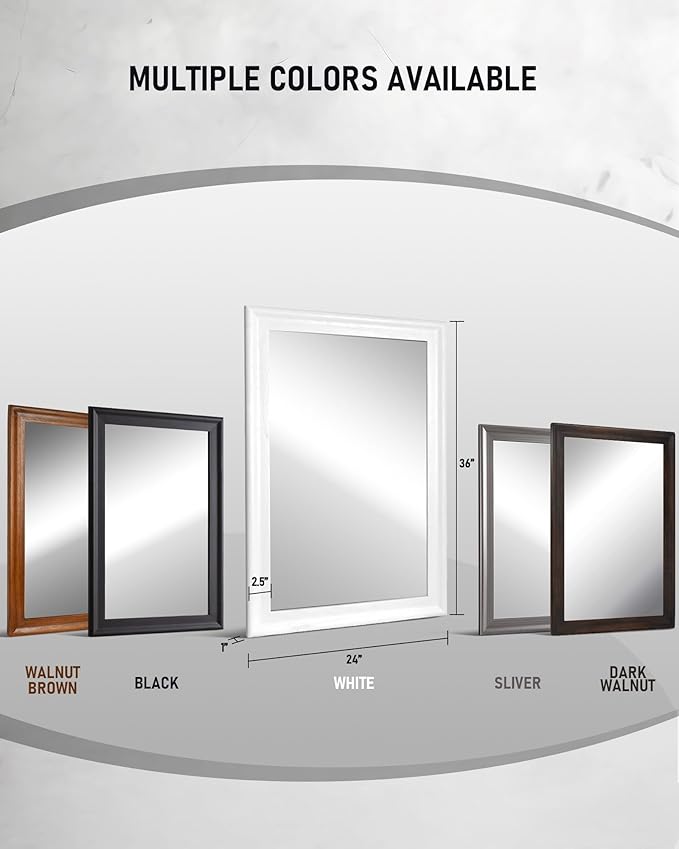 CULER Black Wall Mirror for Bathroom,Rectangle Rustic 24 x 36 inch Hanging VanityMirrors with Wood Grain Pattern for Living Room,Bedroom,Entryway