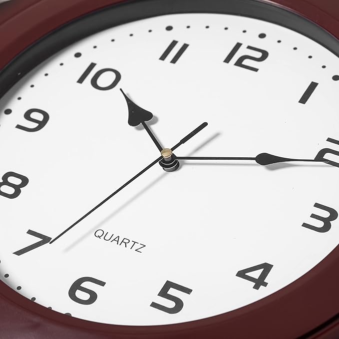 Clockswise Quickway Imports Brown Modern Decorative Octagon Shaped Wood- Looking Plastic Wall Clock for Living Room, Kitchen, or Dining Room