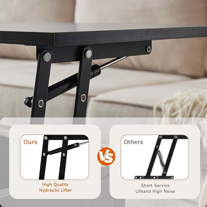 Farmhouse Living Room Table Set of 3, 2 Drawer Dresser End Table with Charging Station and 1 Coffee Table with Large Hidden Storage, Farmhouse Coffee Table Set for Living Room, Office, Black