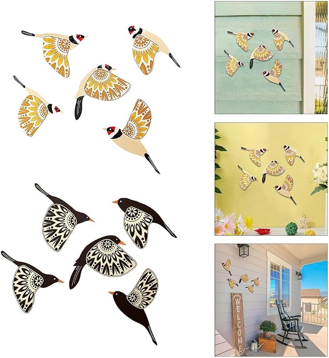 5PCS Wooden Bird Wall Hanging Decors Gift for Bird Enthusiasts Home Decors Gift