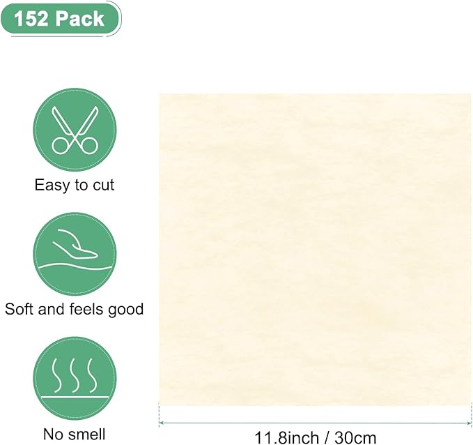 M METERXITY 152-Sheet Korean Cotton Wrapping Flower Paper, 11.8 Inch/ 30cm Waterproof Floral Wrapping Cotton Paper for Bouquets/Gift Packaging [Bright Beige]