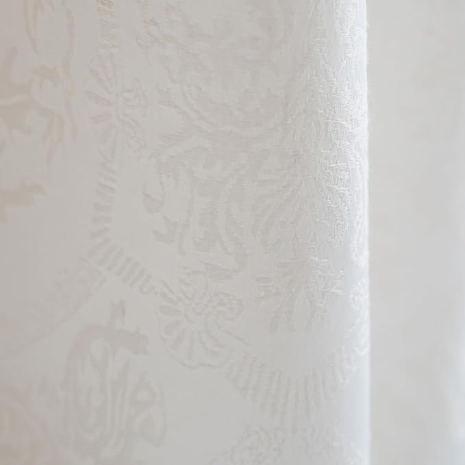 ENJOYBRIDAL Cream Damask 84 Inch Curtains for Living Room Semi Sheer Drapes Bedroom Medallion Patterned Floor Length Window Curtain Panels Jacquard Rod Pocket 2 Panels Dining Room Window Treatments