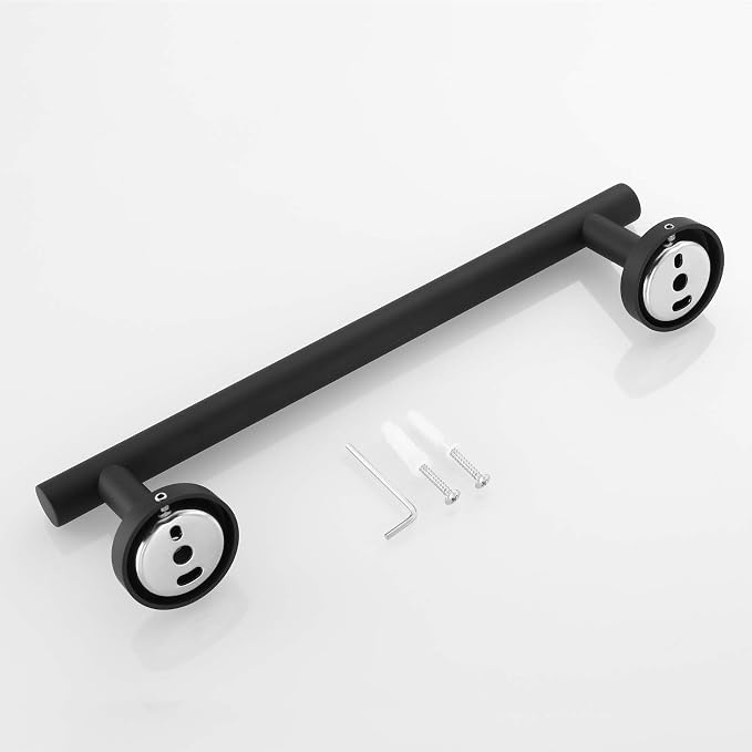 USHOWER Matte Black Hand Towel Bar, 9-Inch Towel Racks for Bathroom Wall-Mounted, SUS304 Stainless Steel Towel Rod (Total Length 11-Inch)