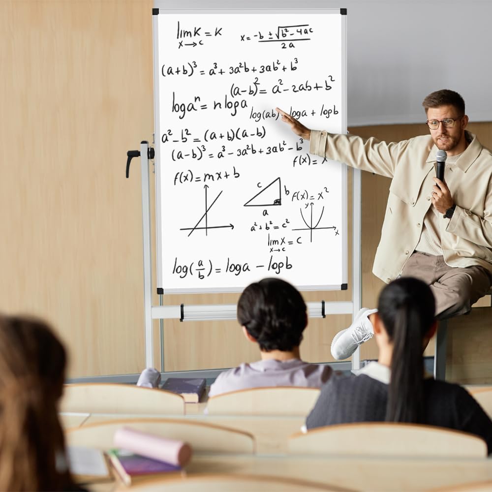 XBoard Double-Sided Magnetic Dry Erase Board - 44x30 Inch Mobile Whiteboard on Wheels