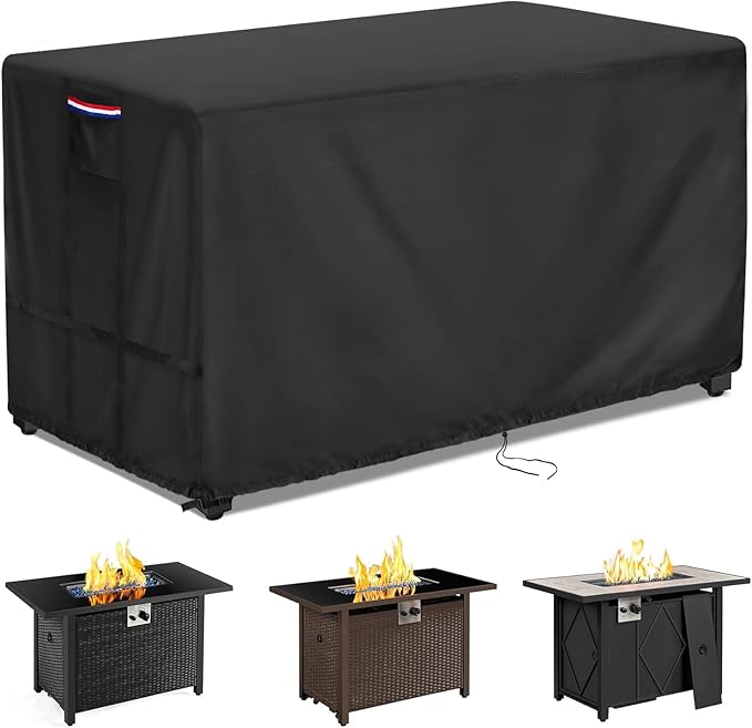 Youlvy Fire Pit Cover Rectangular 52 Inch - Waterproof Outdoor Fire Table Cover Rectangle Heavy Duty, 600D Patio Propane Gas Firepit Cover Rectangular Tear Weather Resistant - 52 x 36 x 20 Inch