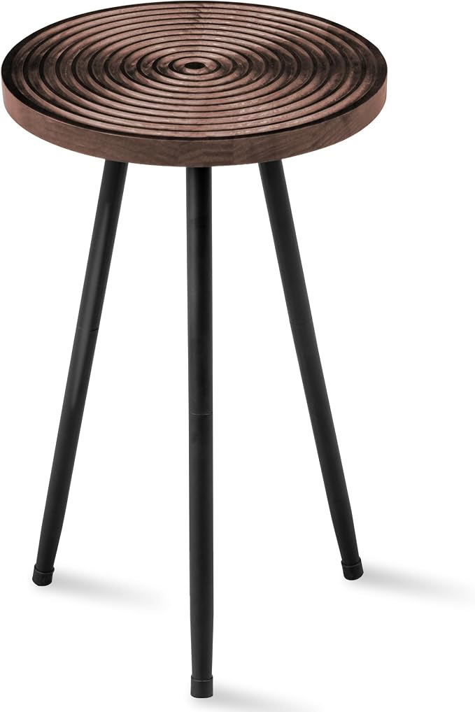 Lawn Social Tall Plant Stand Indoor, 20" Mid Century Modern Plant Table, Wood & Metal Plant Holder for Flower Pots, Round Small Side Table for Living Room Bedroom Balcony Decor, Walnut (11.4"x20")