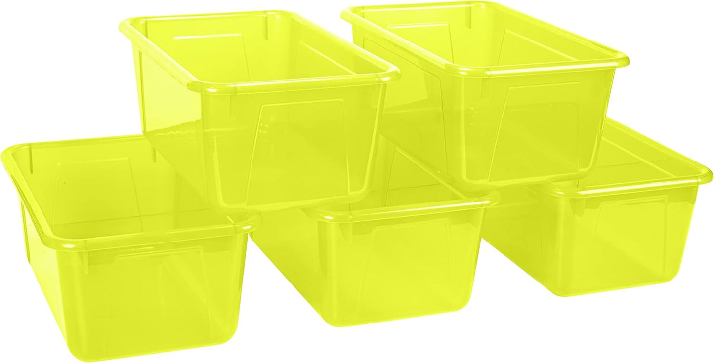 Storex Small Cubby Bin - Candy Yellow, 12.2 x 7.8 x 5.1 Inches, Set of 5 for Organized Storage