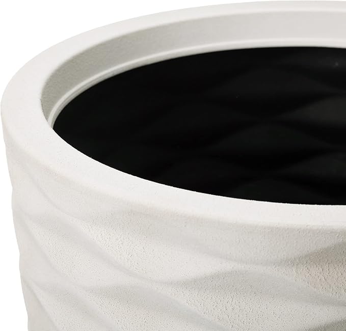Glitzhome 2 Set 19" Outdoor Planter, Polyresin Modern Decor Large Tall Gardening Containers Flower Pots, White