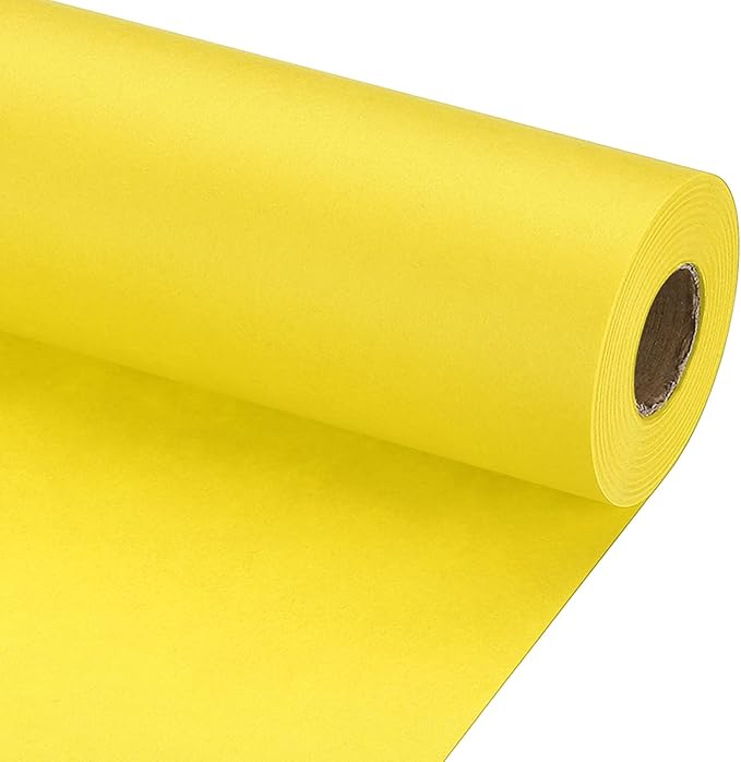 PATIKIL Wrapping Paper, 12" x 800"(66') 70 GSM Craft Paper Roll Kraft Packing Paper for Poster Bulletin Board, Gift Wrapping, Yellow