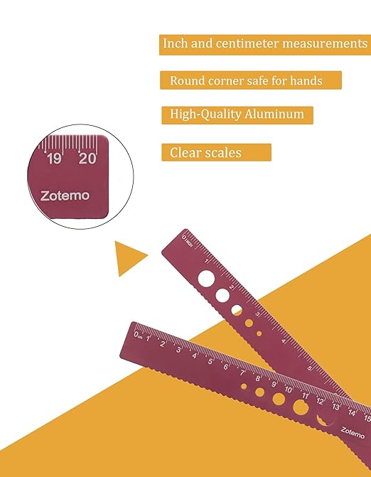 Zotemo Metal Geometry Set, 5-Piece Aluminum Ruler, Math Drafting Ruler Kit Includes Protractor, Triangle Rulers, Straight Rulers-Math Measurement Tools for School and Office Supplies (Plum Red)