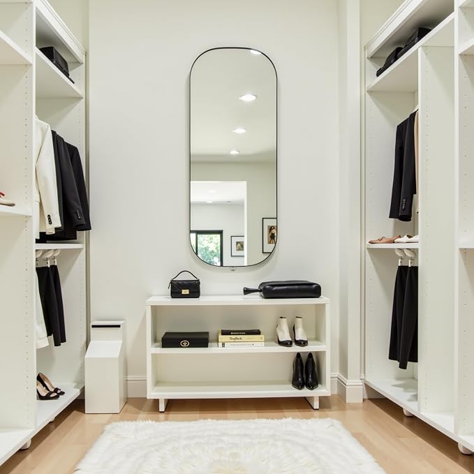 Oval Full Length Mirror 18"x47" Long Wall Mirror for Bathroom Black Oval Full Body Floor Mirror Leaning Against for Dressing Living Room Bedroom Entryway