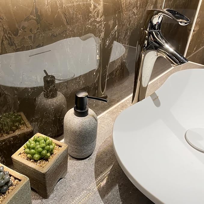 GalDal 2pcs/Set Grey Soap Lotion Dispenser with A Spare Pump,Liquid Hand Soap Dispenser Sets for Bathroom Countertop, Soap Dispenser for Kitchen.