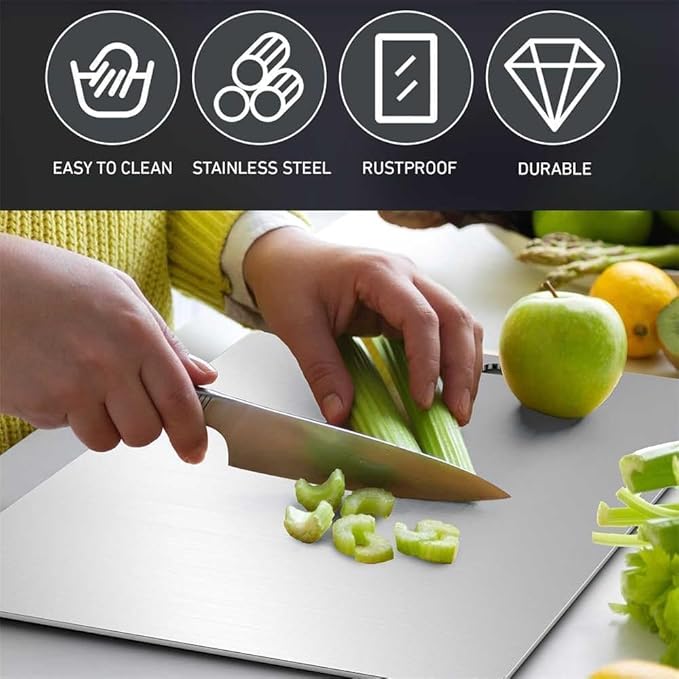 Titanium Cutting Board,100% Pure Titanium Cutting Boards for Kitchen, 2025 New Double Sided Food-Grade Chopping Board for Cutting Meat Vegetable Fruit (14"L x 10"W)