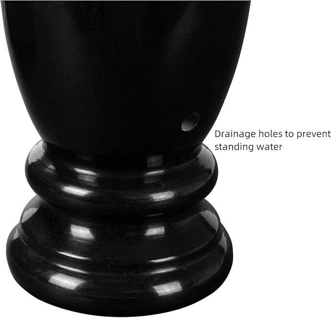 Black Granite Cemetery Vase for Grave Markers,Headstone Memorial Flower Holder