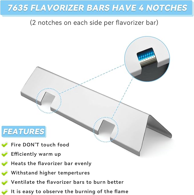 Webonbake 15.3 inch Flavorizer Bars for Weber GS4 Spirit II & I E210 S210 E220 S220 Grill with Front Control Knobs, Stainless Steel Heat Plate Flavor Bar Replacement for 7635, 3 Pack