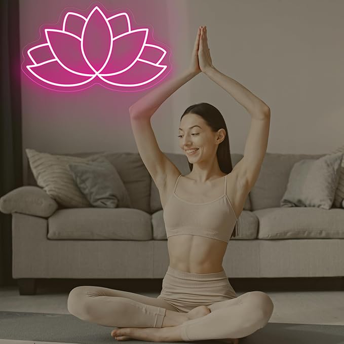 Lotus neon sign, Lotus led sign, Yoga Led Sign, Meditation Led Light, Exercise Room Wall Decor, Buddha Lotus, Pilates Studio Art Meditation Room Wall Art Yoga Lover Gift, Psychic Chakras Healing Exercise