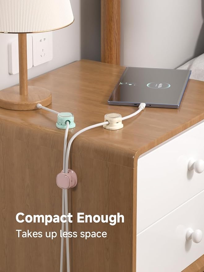 Magnetic Cable Clips, Adjustable Cord Holder Management, Adhesive Wire Keeper Organizer for Home Office Desk Phone PC Car Wall Desktop Nightstand Appliance (9-PCS White_Purple_Cyan_Apricot)