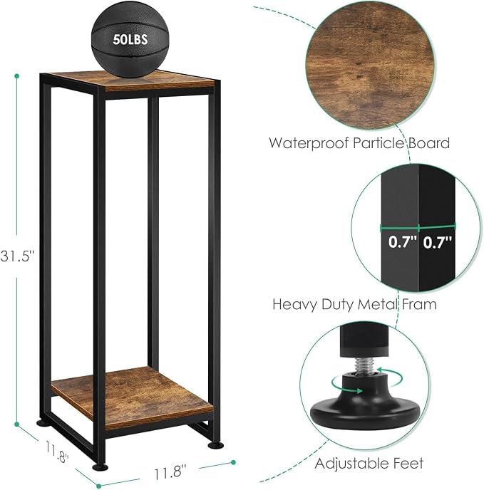 Lilybud--lily 2-Pcak Plant Stand Indoor, 31.5'' Tall Wood Plant Stands Heavy Duty Pedestal Stand for Indoor Outdoor, Modern Corner Flower Stand for Patio, Living Room, Balcony