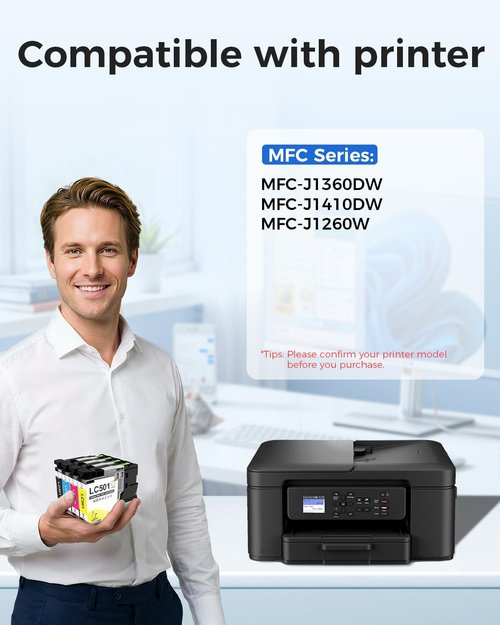 Brother LC501 Ink Cartridges - High Yield Replacement for MFC-J1360DW, MFC-J1410DW | Black, Cyan, Magenta, Yellow