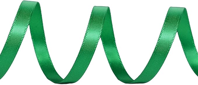 YAMA Green Double Faced Satin Ribbon 1/4 Inch 25 Yards Thin Green Ribbon for Gift Wrapping Crafts Hair Bows Wedding Party Decoration