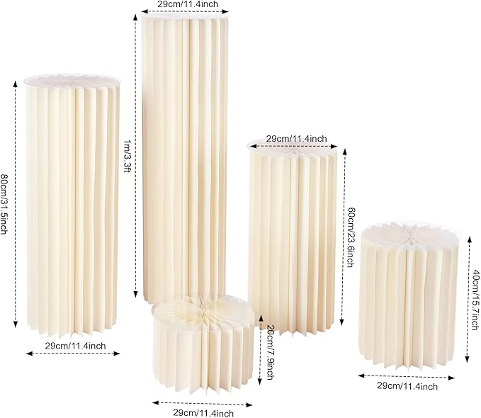 ZHISHUAI- 5 Pack Wedding Centerpieces Cardboard Vases, 20-100cm Cardboard Flowers Stand, for Wedding Aisle Decors, Wedding Receptions, Event Centerpieces