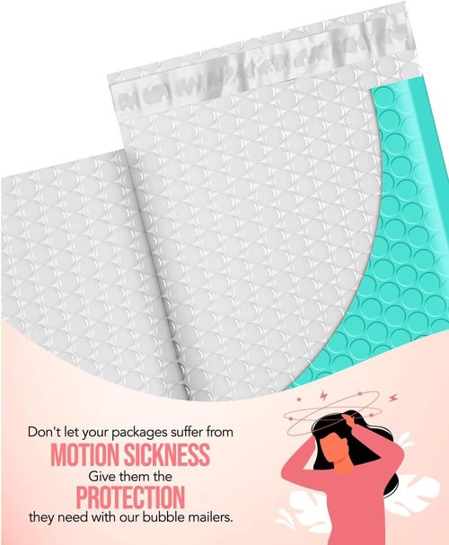 GSSUSA Teal Bubble Mailers - 8.5x12 Inches | 500 Pack of Padded Poly Envelopes for Secure Shipping