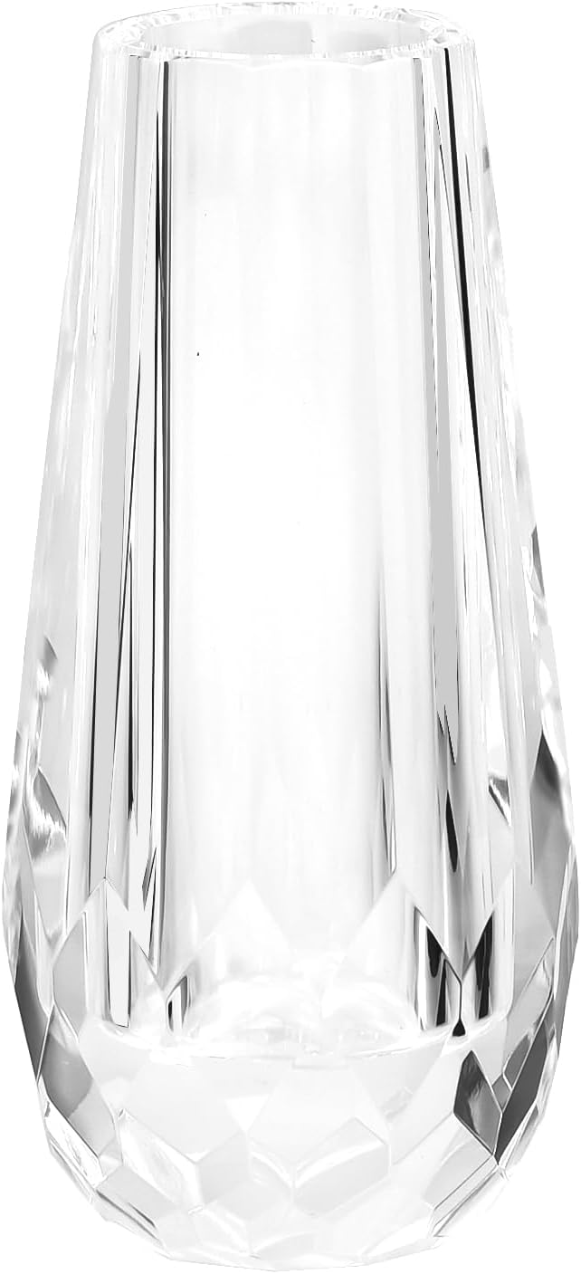 Kitcom Small Flower/Bud Crystal Vase Decorative Vases for Home or Wedding, Outline Dimensions W2.8''xH6', Clear with Gift Box