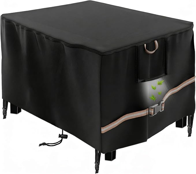 YOWDUTY Rectangular Propane Gas Fire Pit Table Cover 44x28x24 Inch, Waterproof Heavy Duty 600D Rectangle Outdoor Fireplace Cover 44 inch, All-weather Protection For Patio Firepit Table 42/43/44 inch