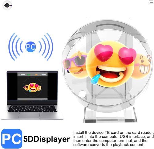 Skiennix 3D Hologram Projector - HD LED Advertising Display with Cover Picture Spinner | 4.7 Inch