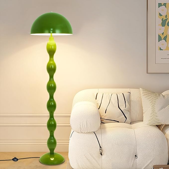 Green Floor Lamp Mushroom Lampshade,Vintage Floorlamp,Unique Lamps for Living Room Bedroom,Retro Tall Standing Lamp for Study,Girl's Room,Office,Apartment,Home Decor,Pretty Lamps Floor,Mid Century