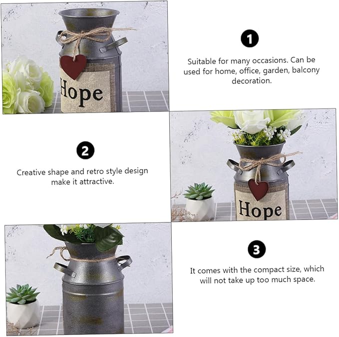 Zerodeko 2pcs Vintage Style Decorative Flower Buckets Retro Iron Plant Containers Creative Rustic Flower Arrangement Pots for Home Wedding Living Decor
