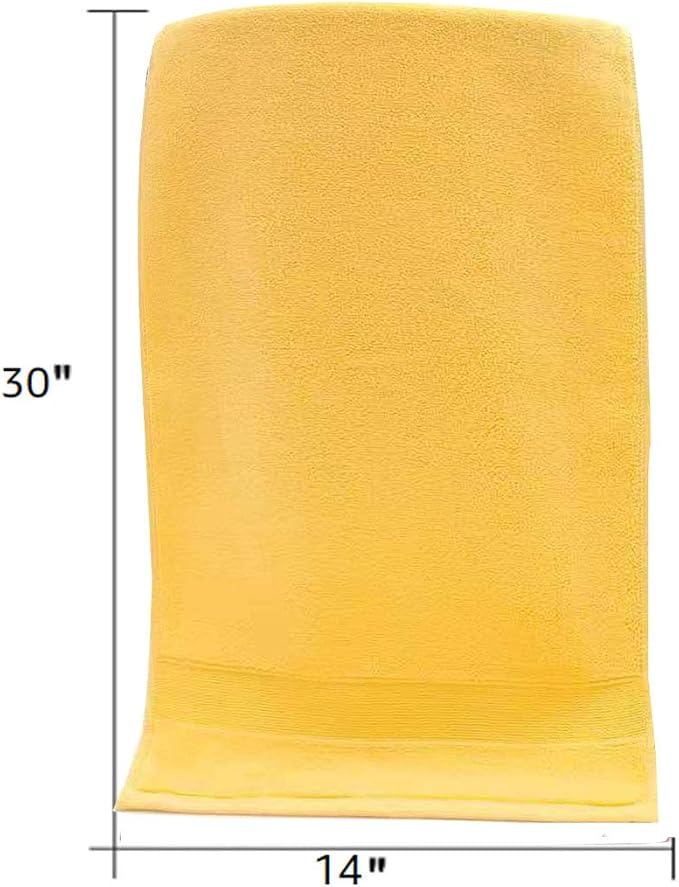 PUPOPIK Hand Towels for Bathroom 2 Pack-100% Cotton Hand Towel (14 x 30 Inch), Highly Absorbent and Quick Dry Face Washcloth, Home Soft Premium Towel for Hotel, Bath, Kitchen and Spa(Yellow)