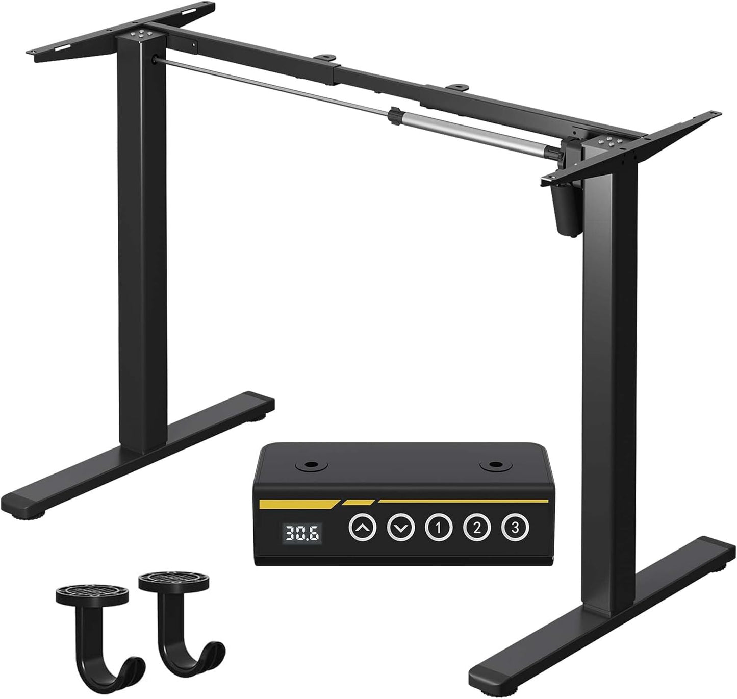 Skiennix Electric Standing Desk Frame - Adjustable Height & Length | Supports 63"x28" Tabletops, 3 Preset Heights, 154 lbs Capacity, Black