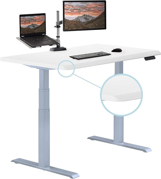 Vari ComfortEdge 48x30 Inch Electric Standing Desk – Height Adjustable Sit Stand VariDesk with Memory Presets, Sloped Edge, 220 LB Capacity + Tool-Free Assembly (White)