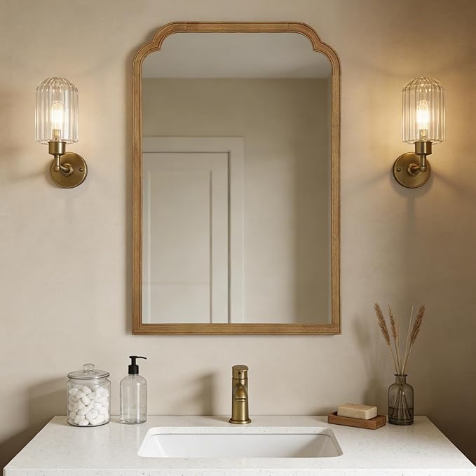 WallBeyond 24" x 36" Natural Wood Mirror for Wall Mounted, Rustic Wood Frame Wall Mirrors Decorative for Living Room or Bathroom Mirror (Natural Color)