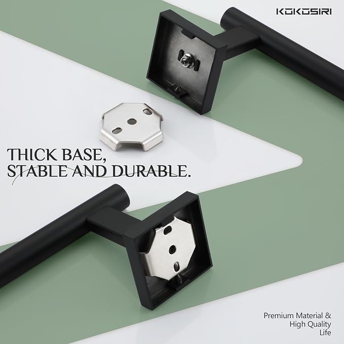 KOKOSIRI Towel Bar Matte Black Bathroom Hardware Hand Towel Rails Wall Mounted Kitchen Toilet Cabinet Paper Holder 2 Pack, Stainless Steel B3008BK-P2