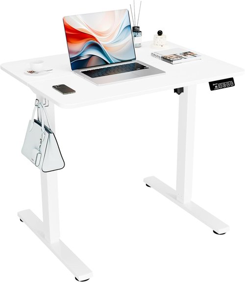 ERGOMAKER Electric Standing Desk - Height Adjustable Sit Stand Desk with Memory Preset | 31.5" x 23.6" White Frame