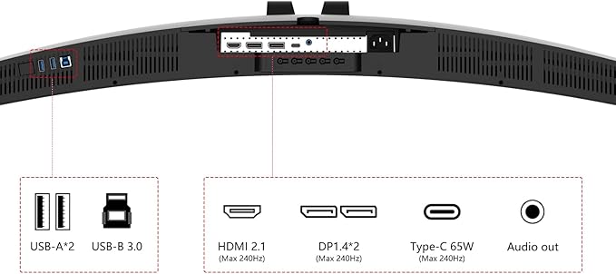 INNOCN 49" 240Hz Curved Monitor Ultrawide Gaming QHD 5120 x 1440P Computer Monitor, R1800, 99% sRGB, HDR400, USB Type C, DisplayPort, HDMI, Built-in Speakers, Height/Tilt Adjustable - 49C1S